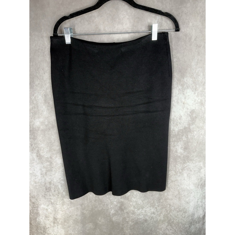 Ralph Lauren Purple Label Knit Stretch Pencil Skirt In Black Silk Blend Size L